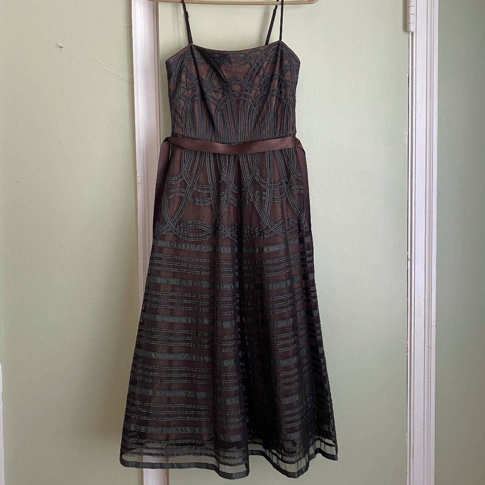 Gorgeous BCBG Max Azria, Brown and Black Vintage Style Dress, Size 0